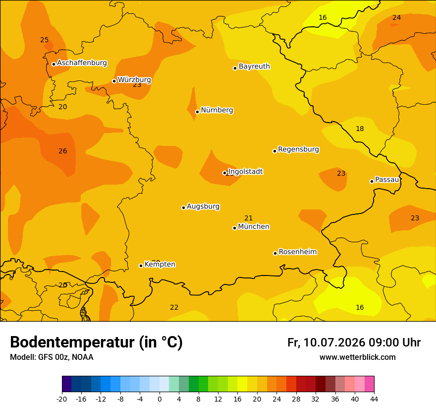 Modellkarte GFS – t_g – by