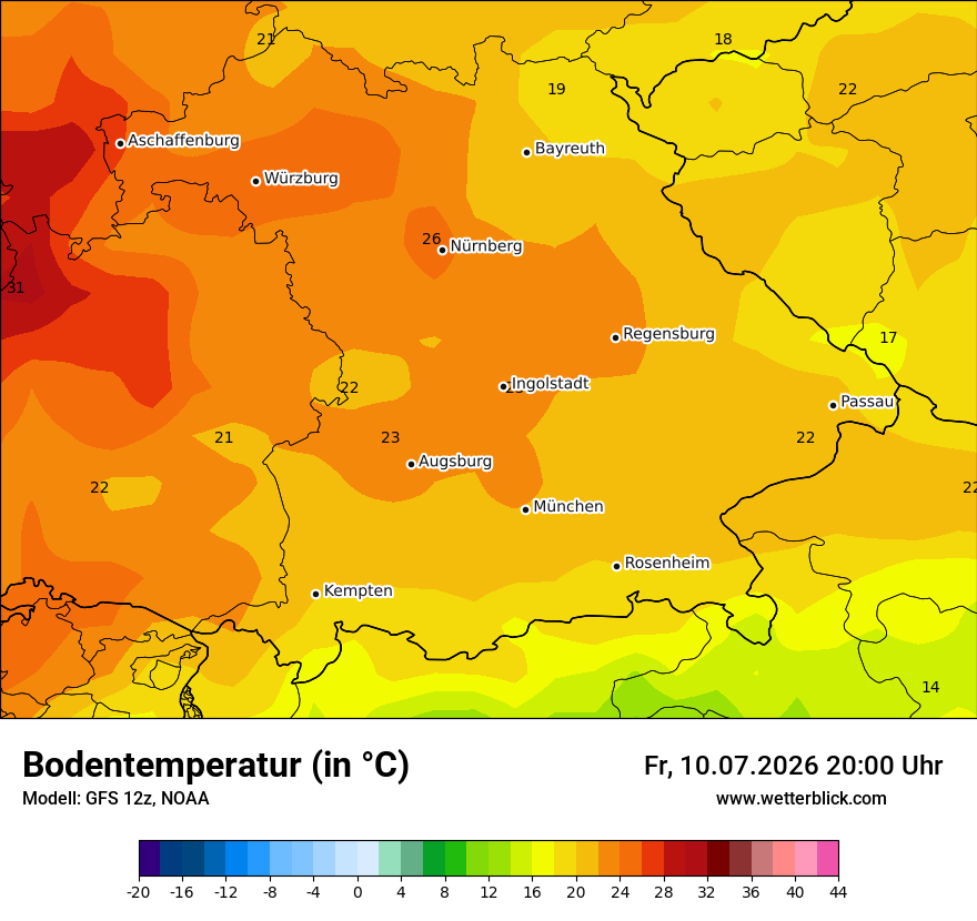 Modellkarte GFS – t_g – by