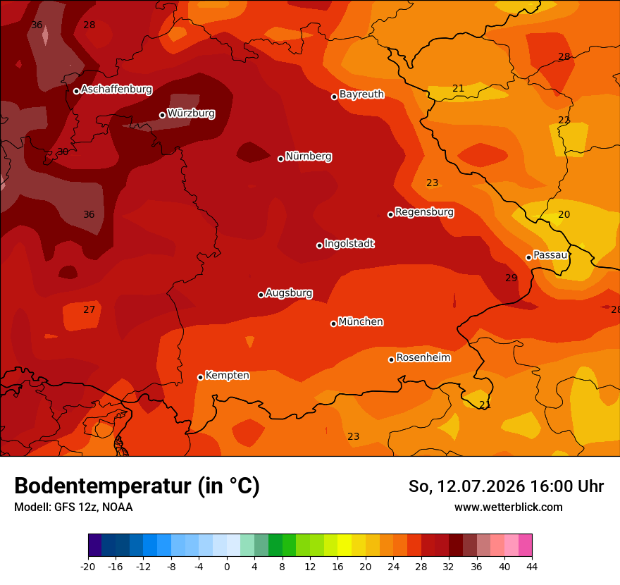 Modellkarte GFS – t_g – by