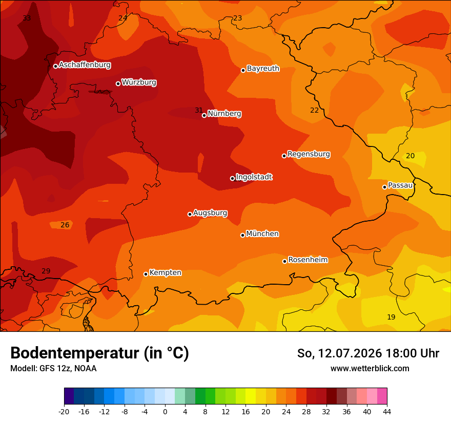 Modellkarte GFS – t_g – by