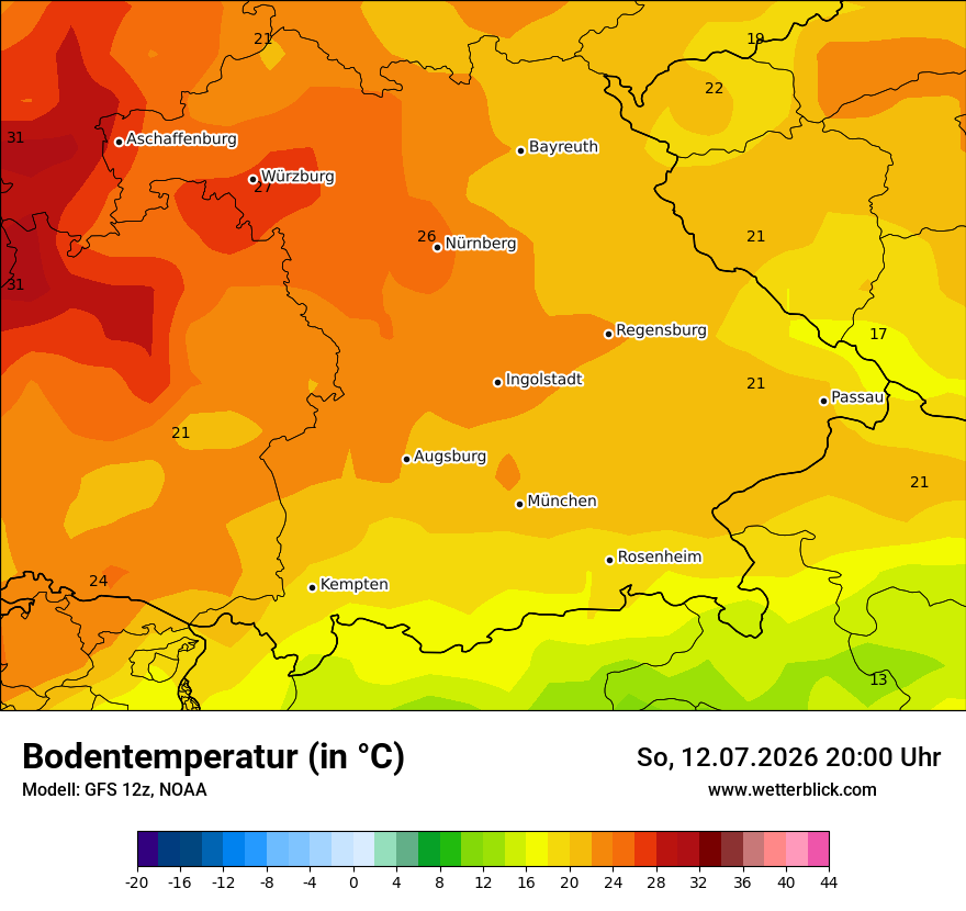 Modellkarte GFS – t_g – by