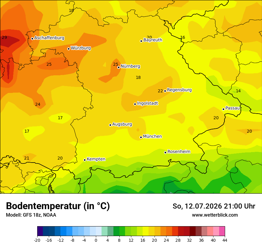 Modellkarte GFS – t_g – by