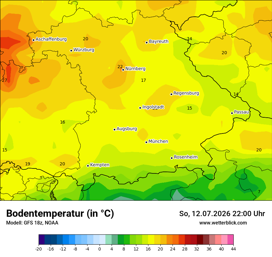 Modellkarte GFS – t_g – by