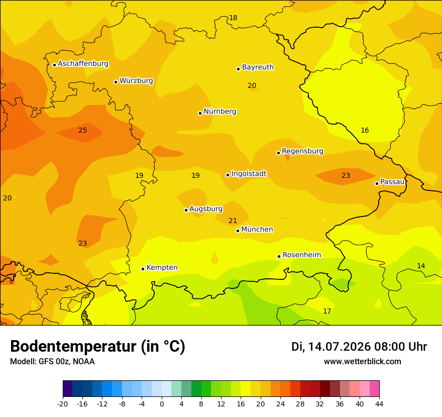 Modellkarte GFS – t_g – by