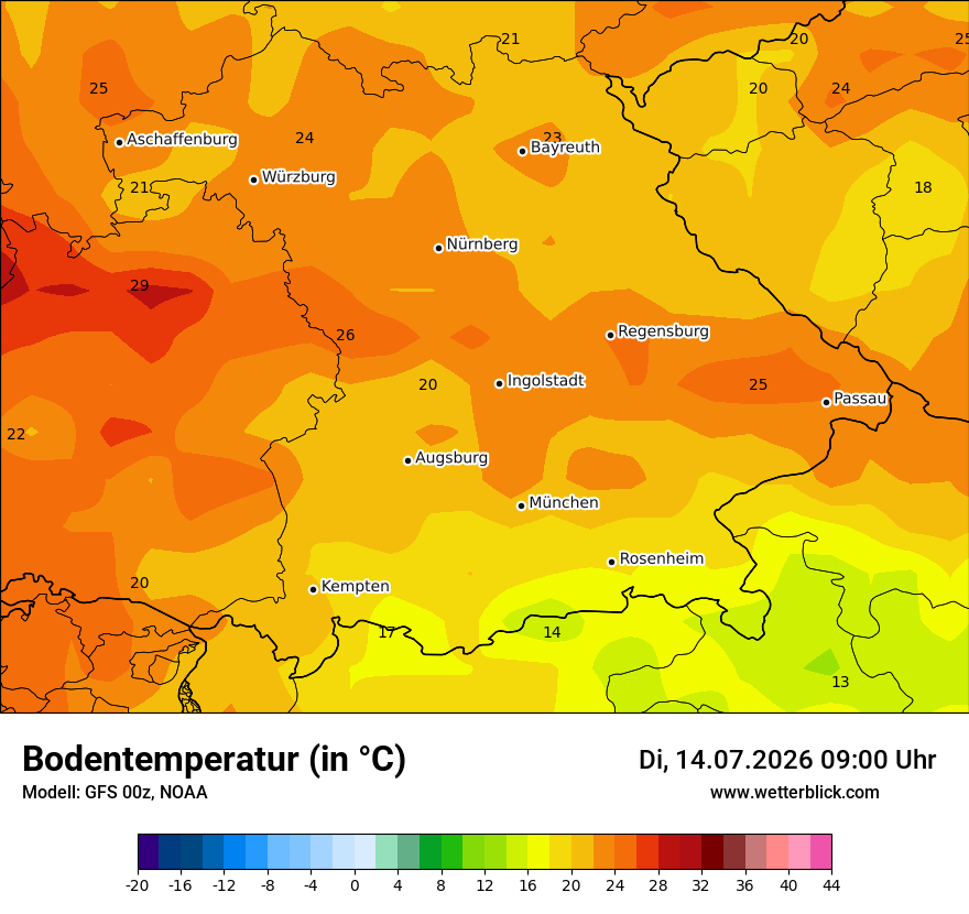 Modellkarte GFS – t_g – by