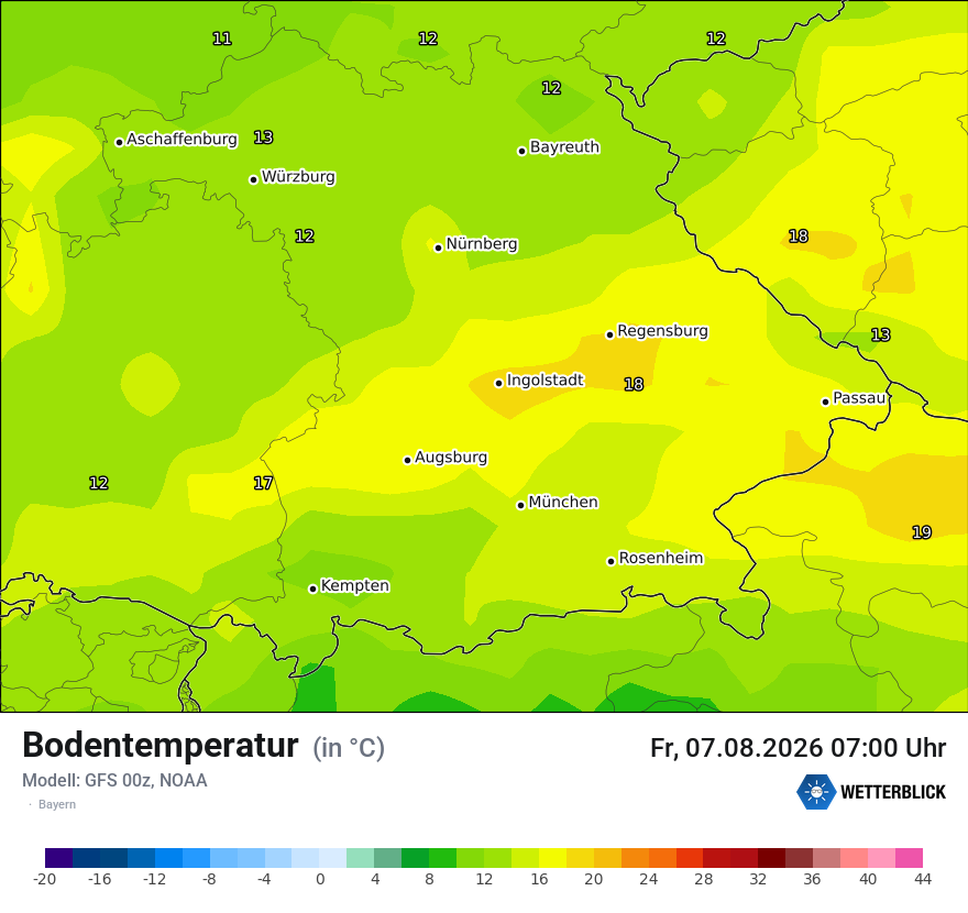 Modellkarte GFS – t_g – by