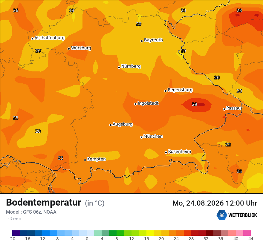 Modellkarte GFS – t_g – by