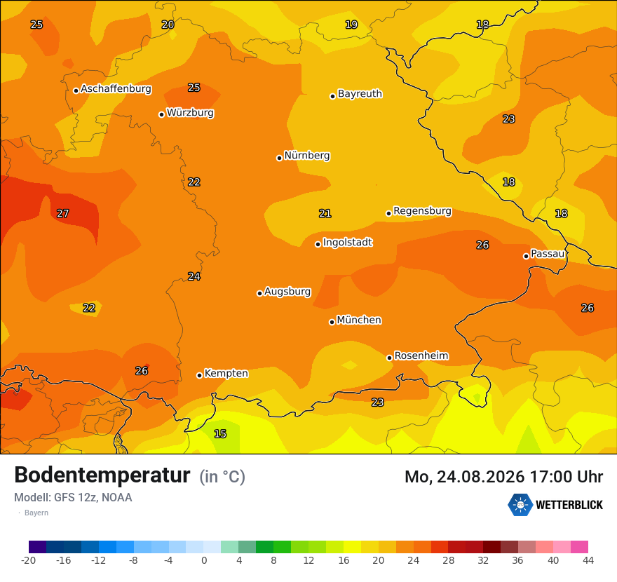 Modellkarte GFS – t_g – by