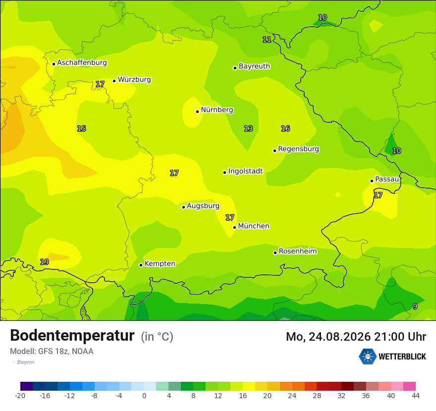 Modellkarte GFS – t_g – by