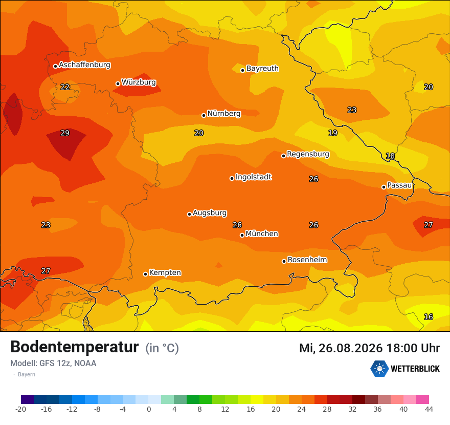 Modellkarte GFS – t_g – by