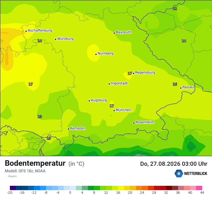 Modellkarte GFS – t_g – by