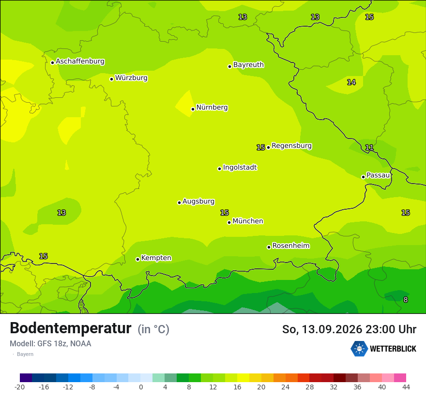 Modellkarte GFS – t_g – by