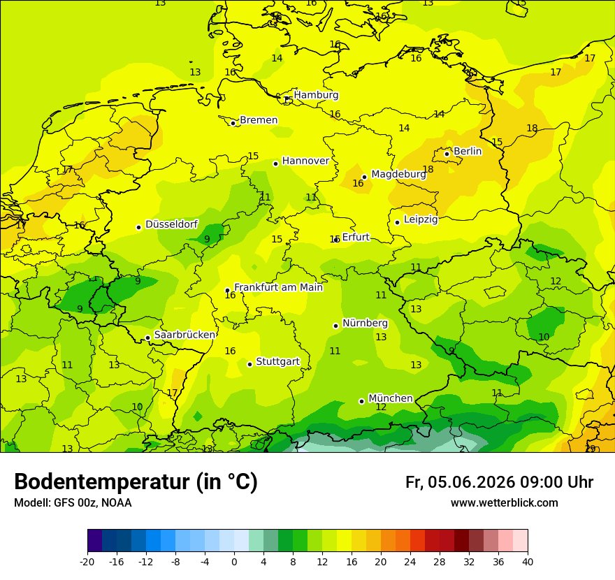 Modellkarte GFS – t_g – deutschland