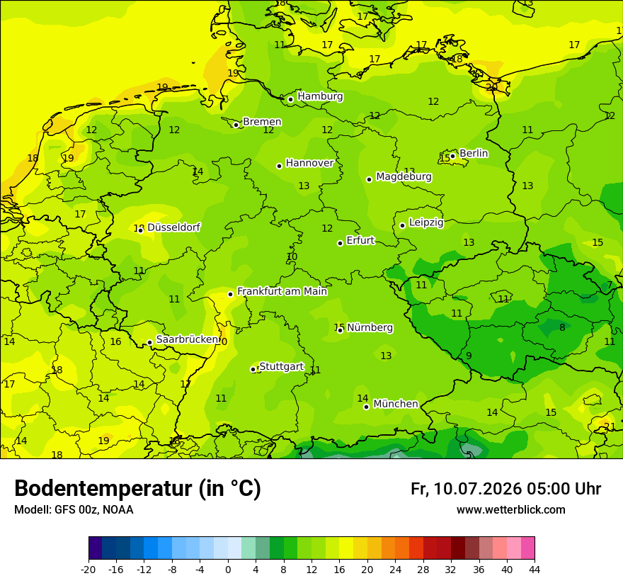 Modellkarte GFS – t_g – deutschland