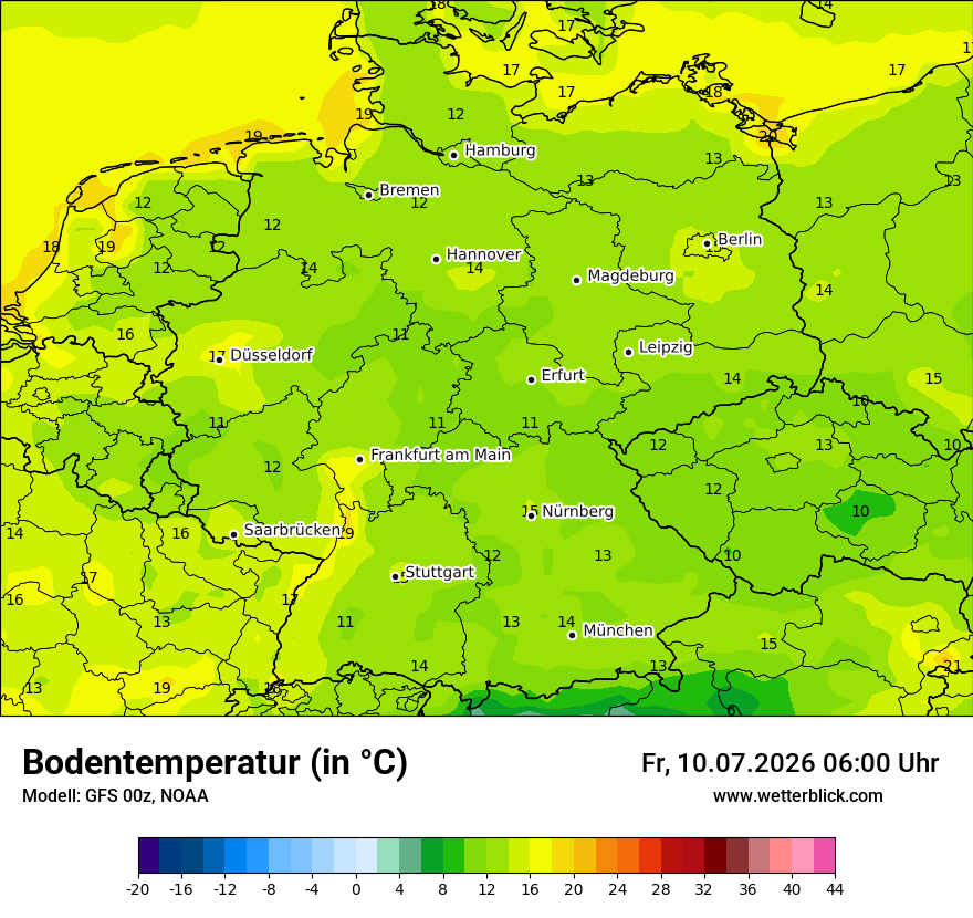 Modellkarte GFS – t_g – deutschland