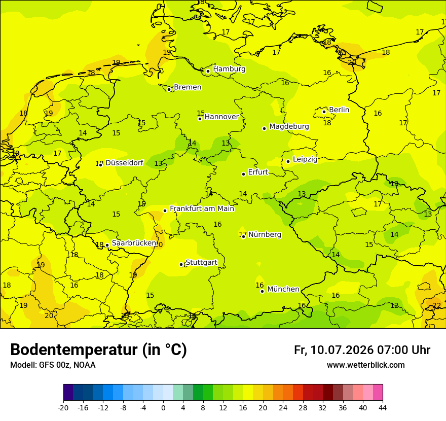 Modellkarte GFS – t_g – deutschland