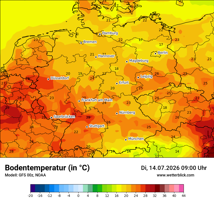 Modellkarte GFS – t_g – deutschland