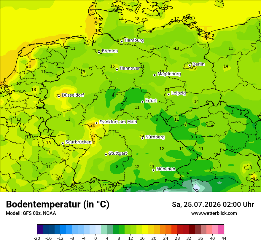 Modellkarte GFS – t_g – deutschland