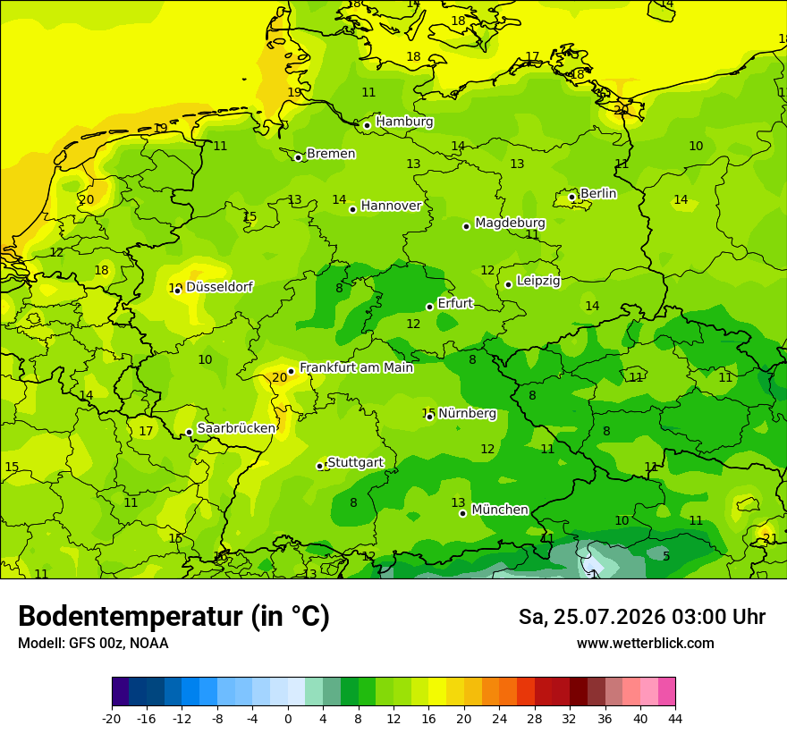 Modellkarte GFS – t_g – deutschland