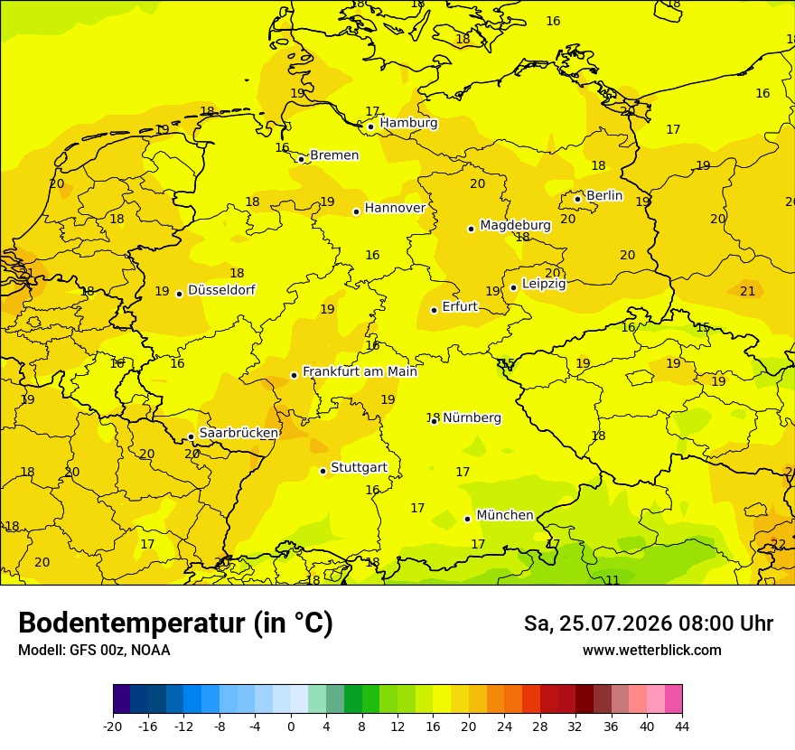 Modellkarte GFS – t_g – deutschland