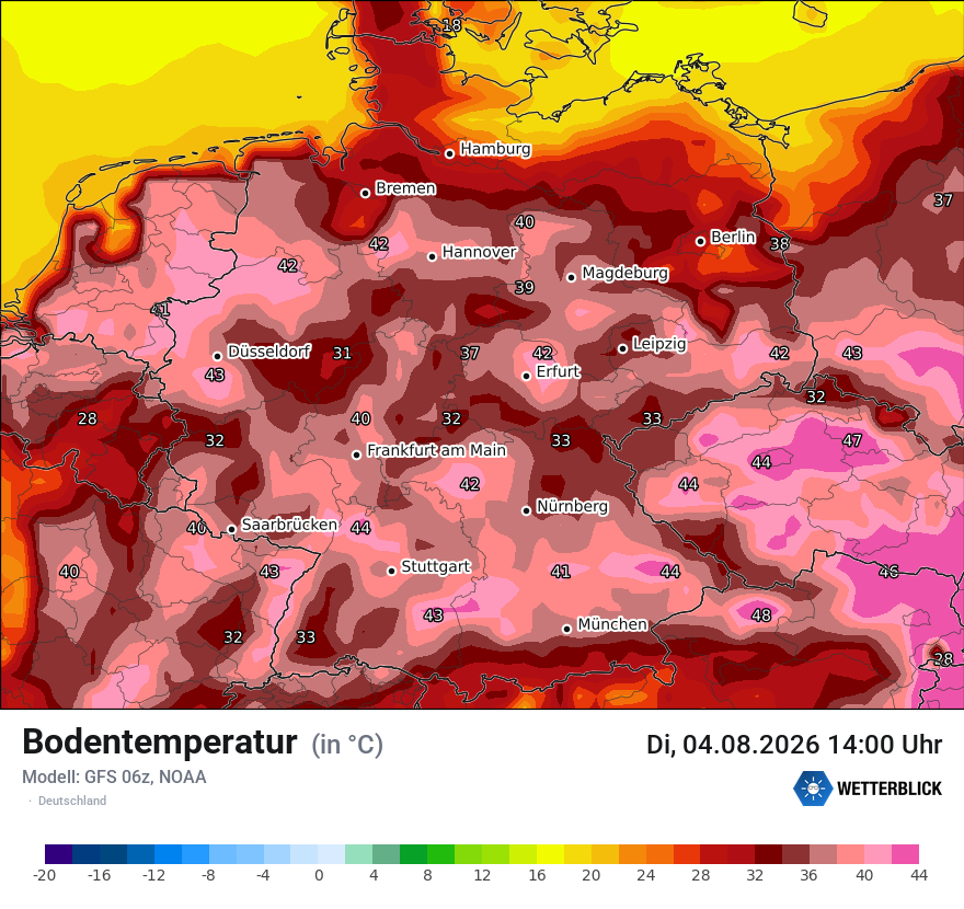 Modellkarte GFS – t_g – deutschland