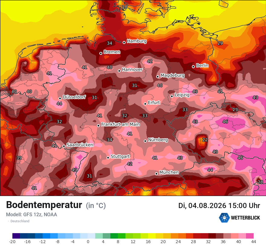 Modellkarte GFS – t_g – deutschland