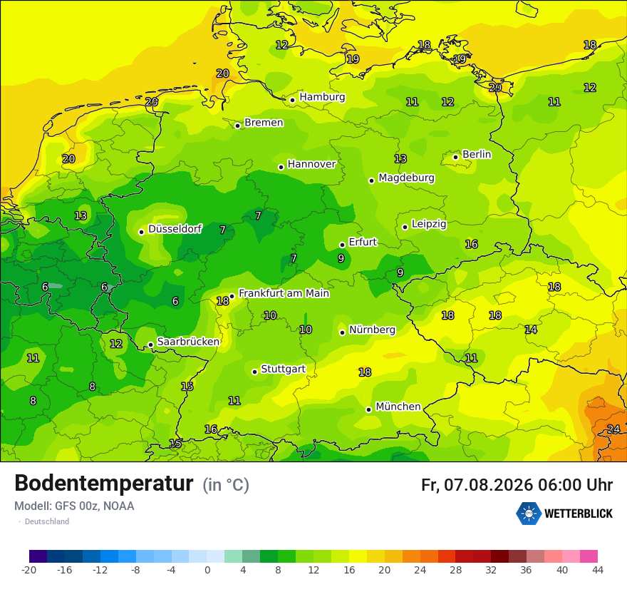 Modellkarte GFS – t_g – deutschland