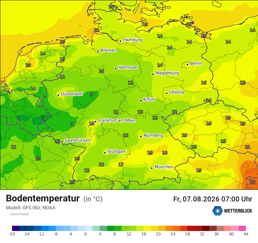 Modellkarte GFS – t_g – deutschland