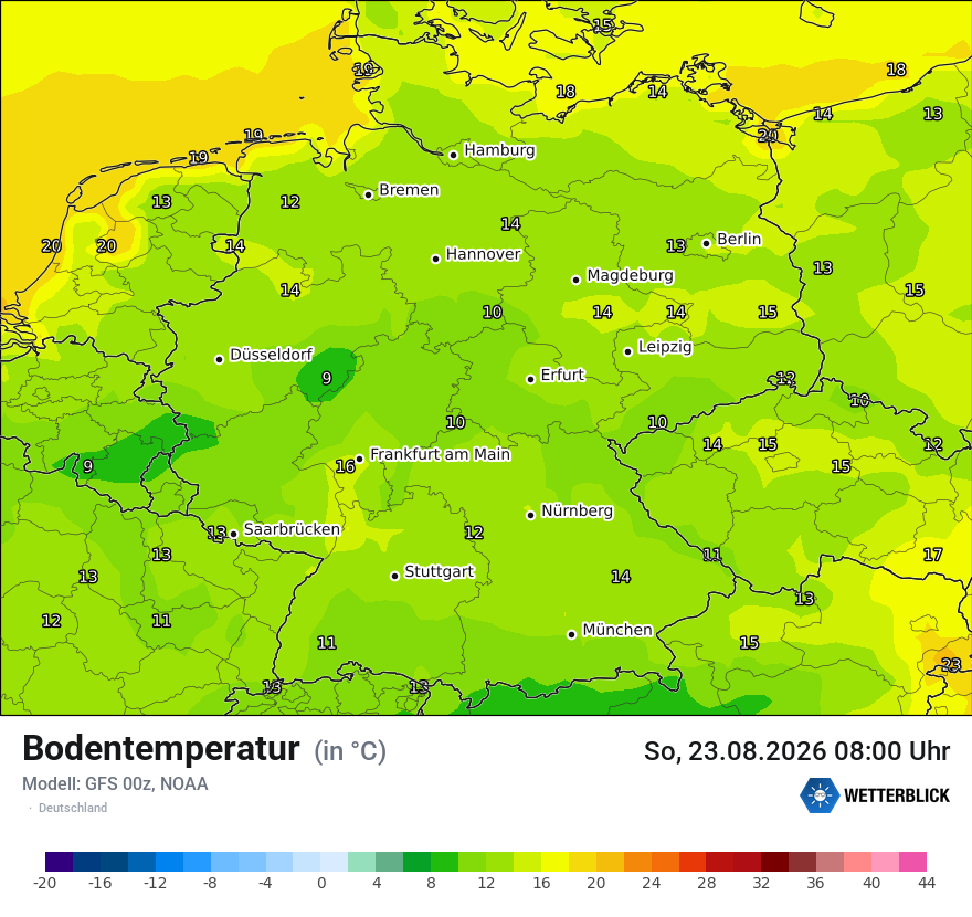 Modellkarte GFS – t_g – deutschland