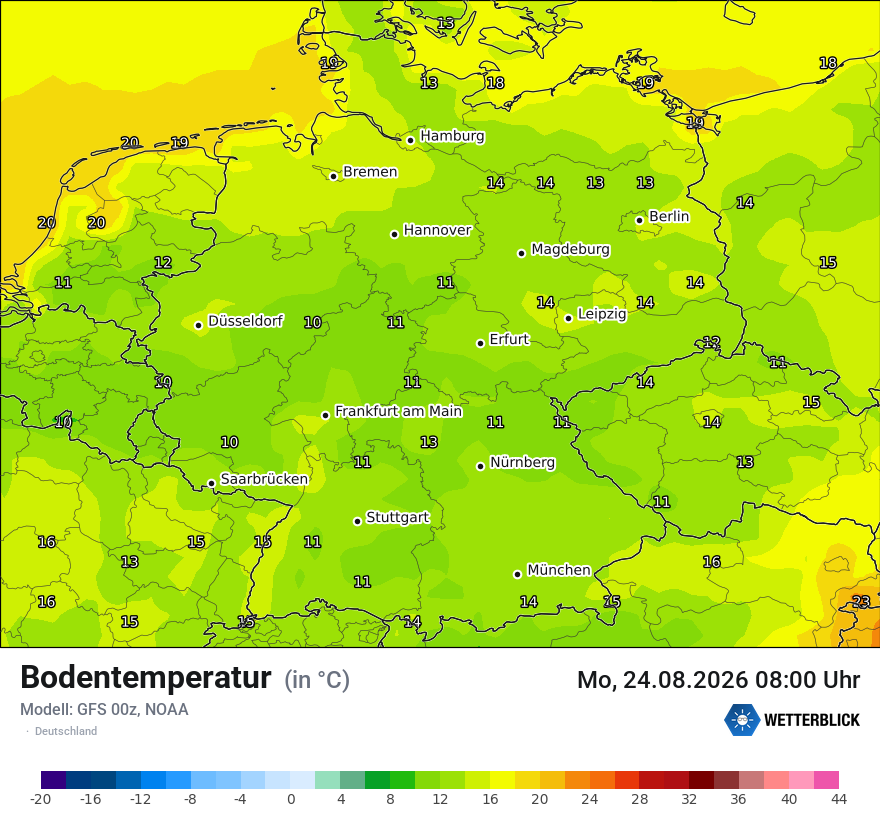 Modellkarte GFS – t_g – deutschland