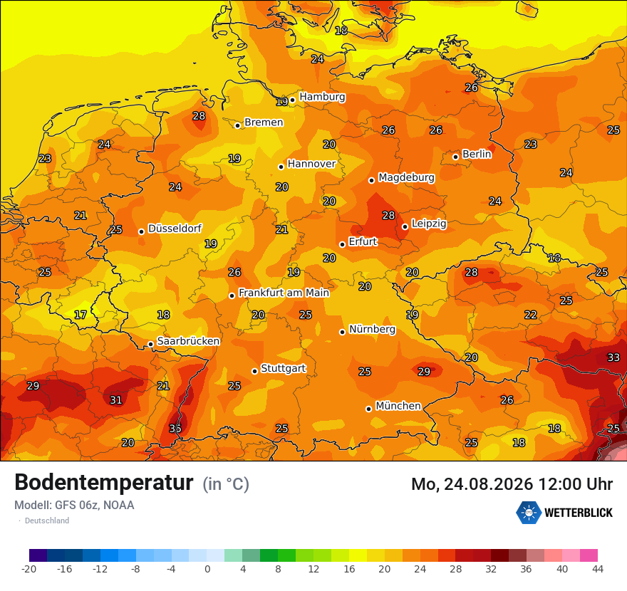 Modellkarte GFS – t_g – deutschland