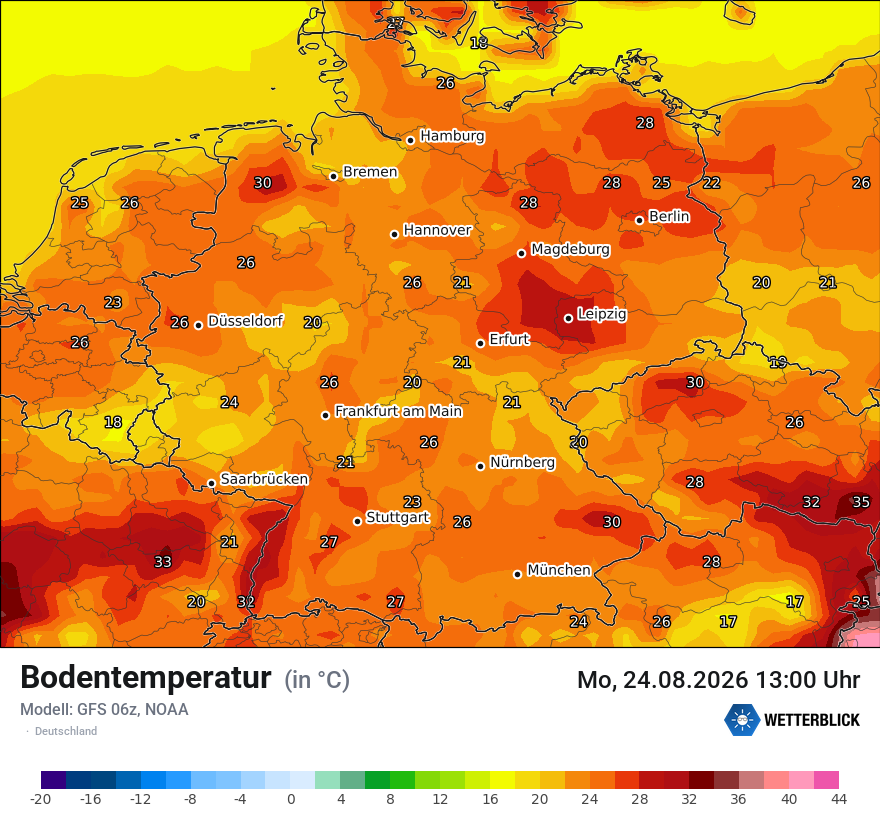 Modellkarte GFS – t_g – deutschland