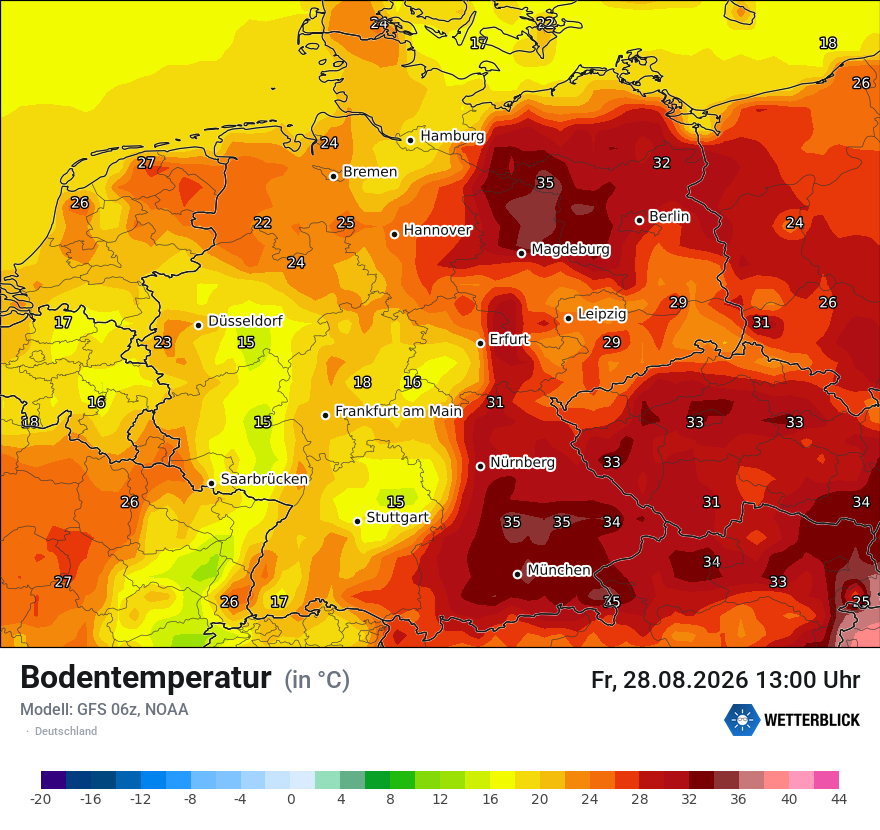 Modellkarte GFS – t_g – deutschland