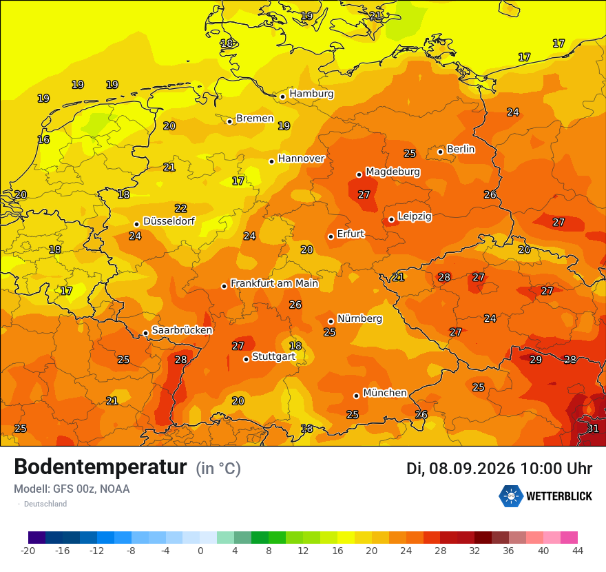 Modellkarte GFS – t_g – deutschland
