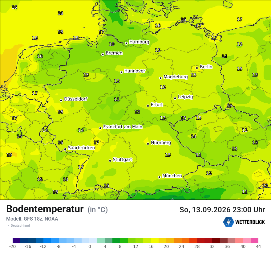 Modellkarte GFS – t_g – deutschland