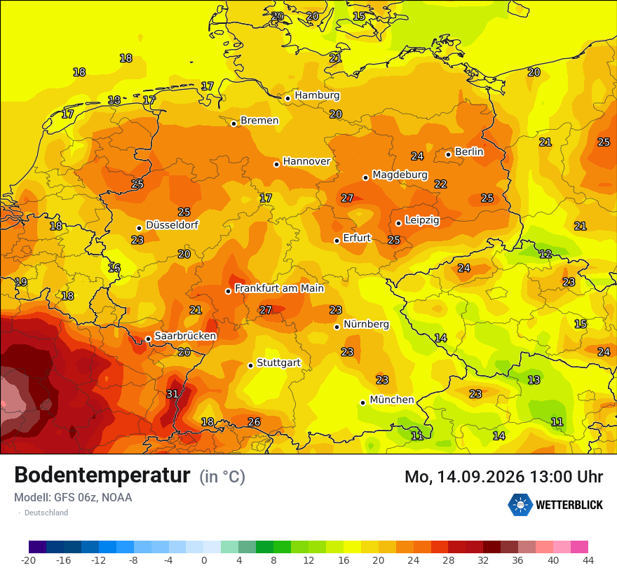 Modellkarte GFS – t_g – deutschland