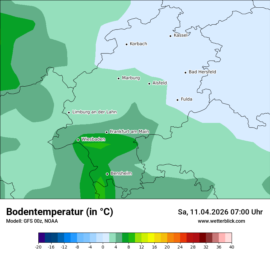 Modellkarte GFS – t_g – he