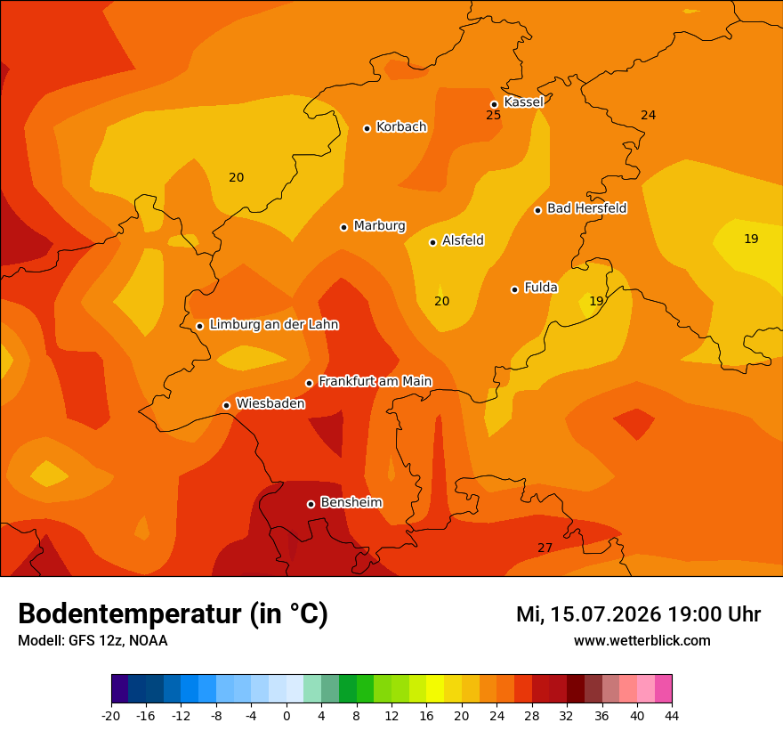 Modellkarte GFS – t_g – he