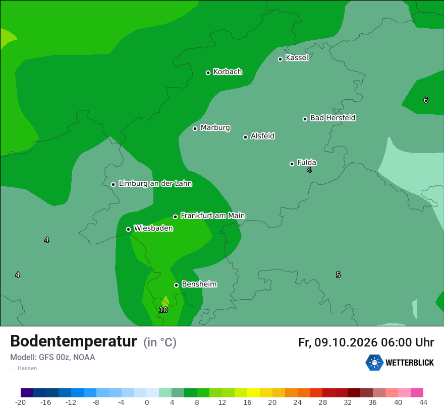 Modellkarte GFS – t_g – he