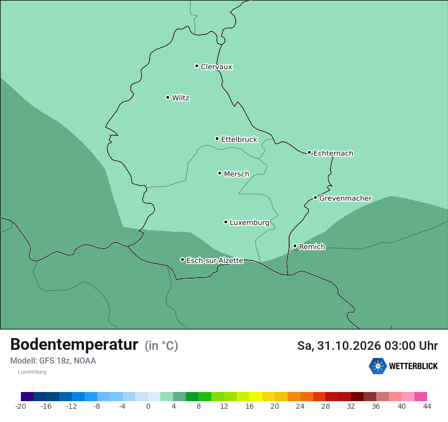 Modellkarte GFS – t_g – luxemburg