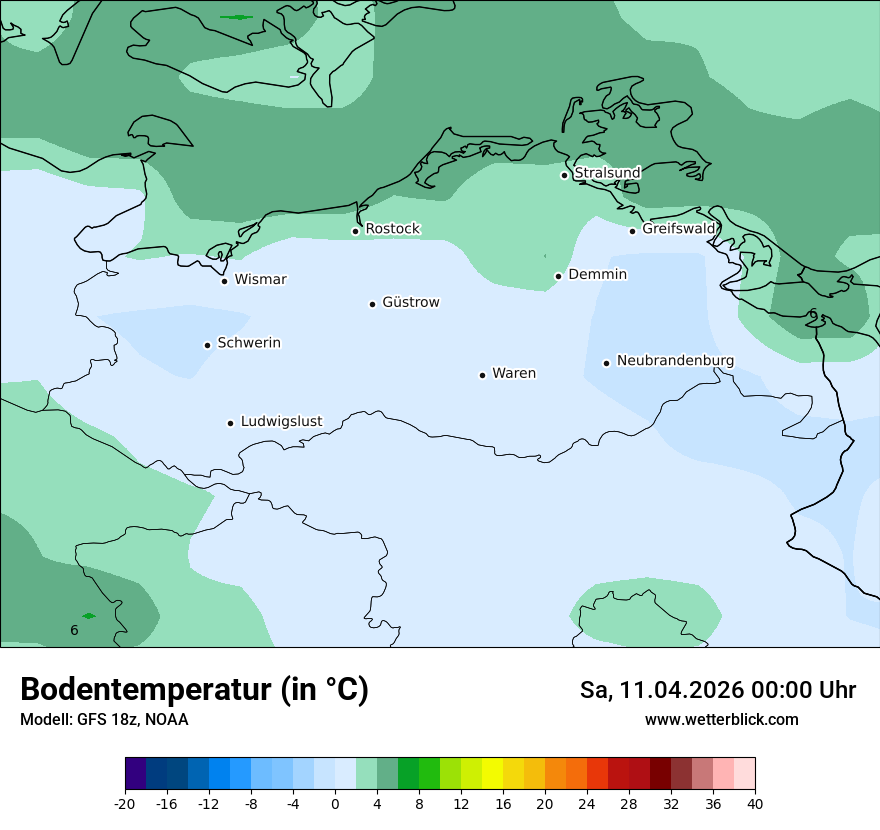 Modellkarte GFS – t_g – mv