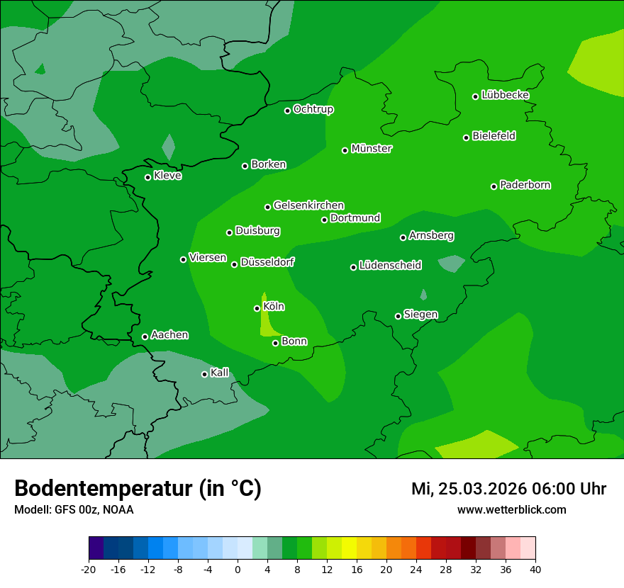 Modellkarte GFS – t_g – nrw