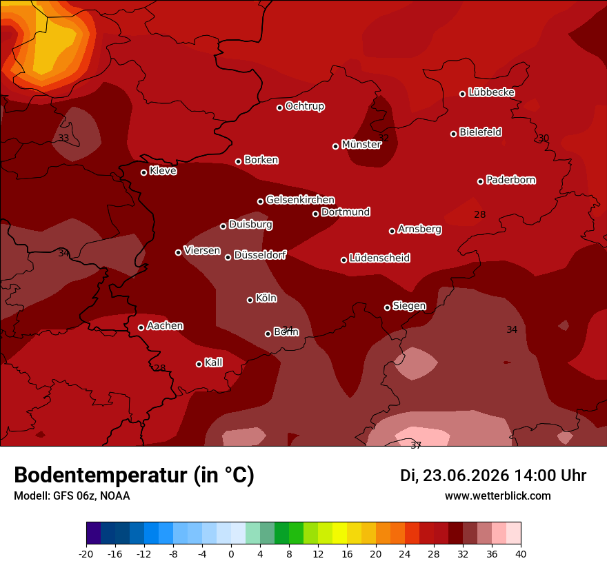 Modellkarte GFS – t_g – nrw