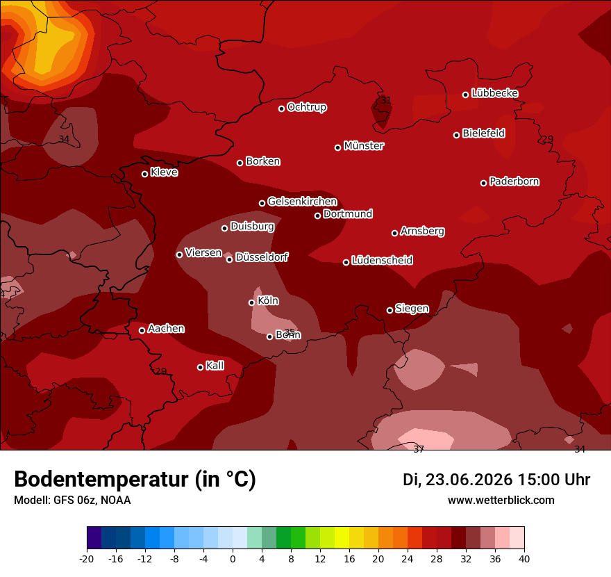 Modellkarte GFS – t_g – nrw