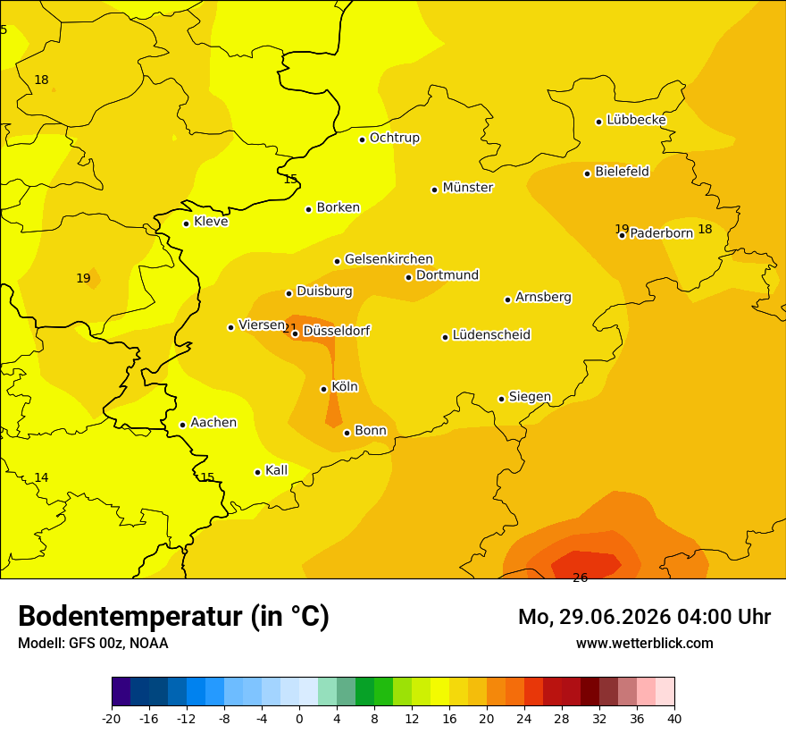 Modellkarte GFS – t_g – nrw