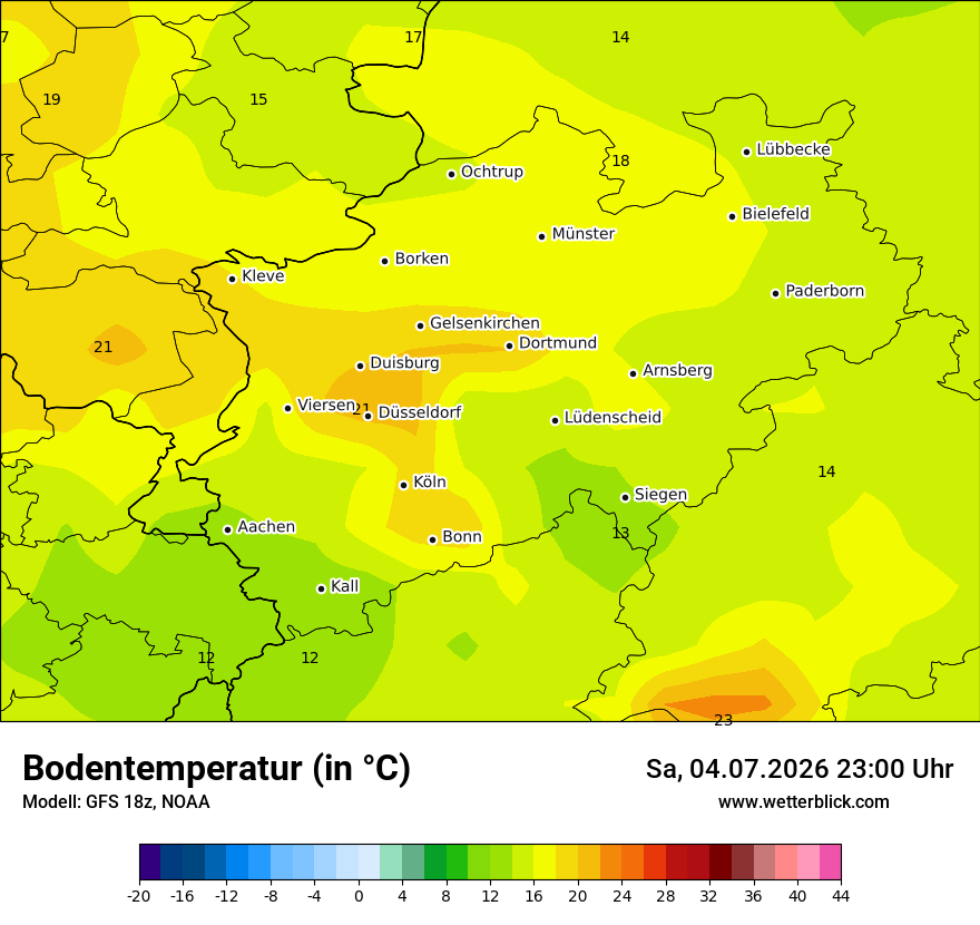 Modellkarte GFS – t_g – nrw