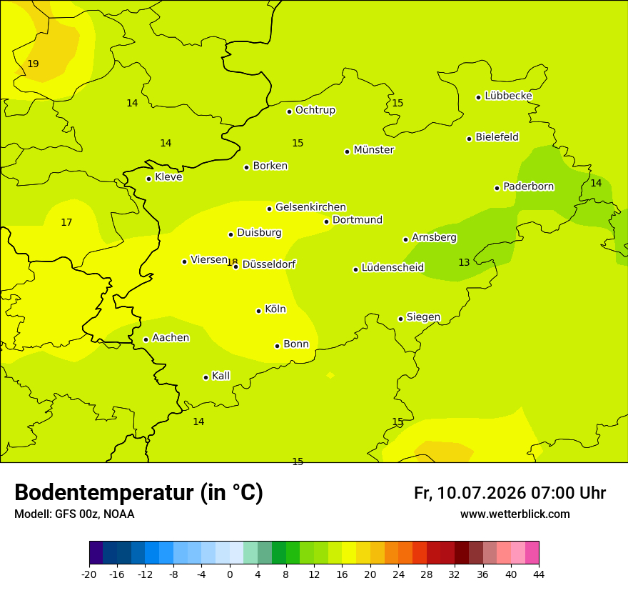 Modellkarte GFS – t_g – nrw