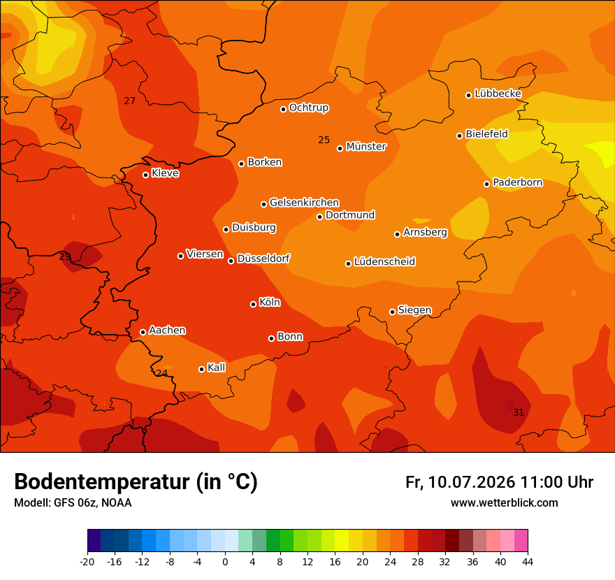 Modellkarte GFS – t_g – nrw