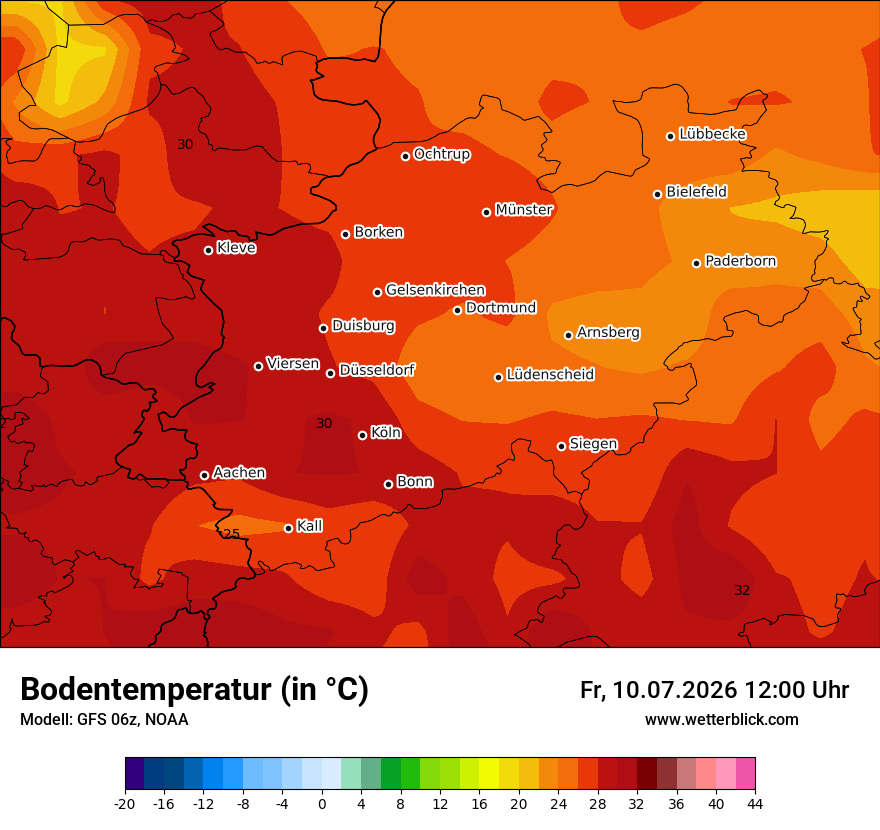 Modellkarte GFS – t_g – nrw
