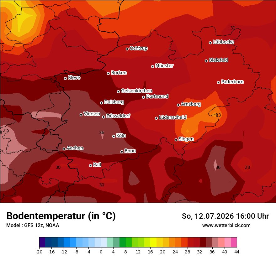 Modellkarte GFS – t_g – nrw